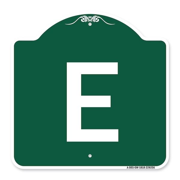 Signmission Designer Series Sign-Sign W/ Letter E, Green & White Aluminum Sign, 18" x 18", GW-1818-22956 A-DES-GW-1818-22956 - main